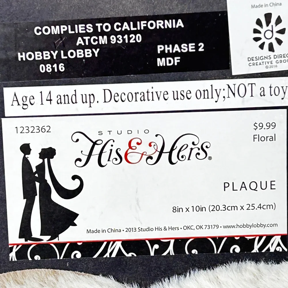 Studio His and‎ Hers Here Comes The Bride Wedding Decorative Wood Plaque Sign